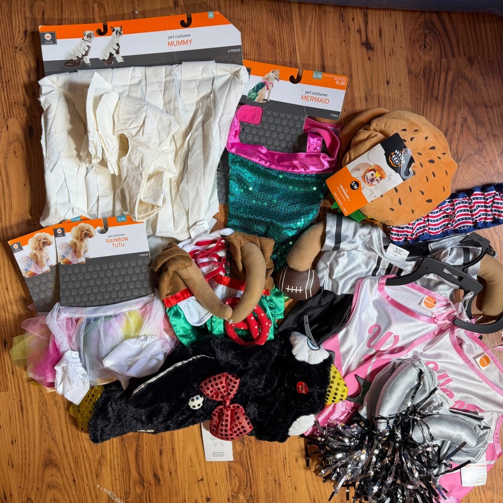 Hyde & EEK Pet Costume Lot Mummy Mermaid Cheerleader Burger S/M M New Tag